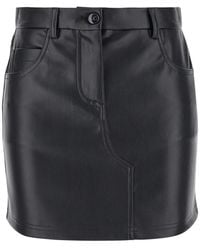 Semicouture - Rokken ,Zwart ,Polyester Zwarte Eco Leren Mini Rok - Lyst