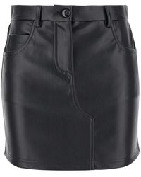 Semicouture - Rokken ,Zwart ,Polyester Zwarte Eco Leren Mini Rok - Lyst