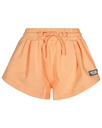 MSGM - Korte Broeken ,Oranje ,Katoen Katoenen Elastische Taille Shorts - Lyst