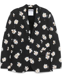 Moschino - Jassen ,Zwart ,Zwarte Jas Met Knoopsluiting - Lyst