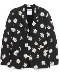 Moschino - Jassen ,Zwart ,Zwarte Jas Met Knoopsluiting - Lyst