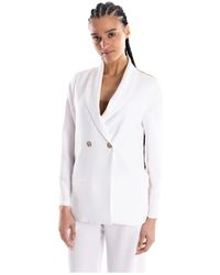 5 PROGRESS - Jassen ,Wit ,Leer Bianca Double-Breasted Blazer - Lyst