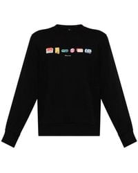 Paul Smith - Hoodies & Sweatvesten ,Zwart ,Katoen Sweatshirt Met Een Kleurrijke Print - Lyst