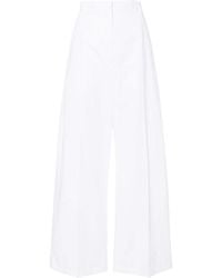 Sportmax - Witte Katoenen Wijde Pijp Broek - Lyst