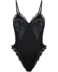 Versace - Tops ,Zwart ,Satijn Body Met Kanten Inzetstukken - Lyst