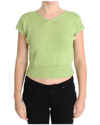 Pink Memories - Truien & Vesten ,Groen ,Katoen Groene Mouwloze Gebreide Vest Trui - Lyst