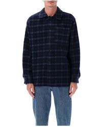 A.P.C. - Jassen ,Blauw ,Wol Geruite Wollen Overhemd Donkerblauw - Lyst