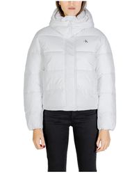 Calvin Klein - Jassen ,Wit ,Polyester Mono Logo Damesjas Herfst/Winter - Lyst