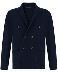 BOGGI - Gebreid Katoenen Double-Breasted Jasje - Lyst