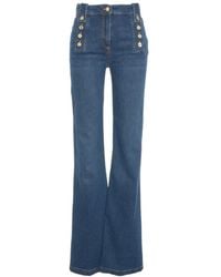 Elisabetta Franchi - High-Waist Flared Jeans Mit Goldknöpfen - Lyst