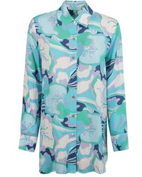 Melissa Odabash - Blaues bloom print hemd - Lyst