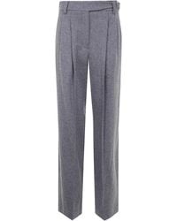 Brunello Cucinelli - Broeken ,Grijs ,Wol Pleated Wool Broeken - Lyst