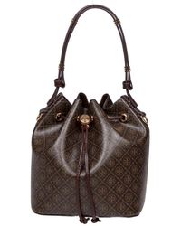Tory Burch - Monogramm Eimer Tasche Braun Kordelzug - Lyst