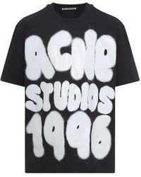 Acne Studios - Tops ,Zwart ,Katoen T-Shirt Logo - Lyst