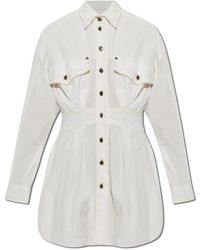 Versace - Kleedjes ,Wit ,Katoen Jurk Met Contrasterende Stiksels - Lyst