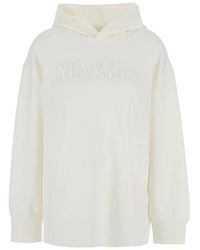 Max Mara - Weiße Kapuzenpullover Mit Logo-Stickerei - Lyst
