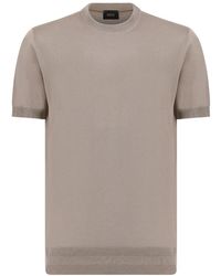 BOSS - Kurzärmeliges Strick-T-Shirt - Lyst