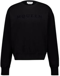 McQueen - Hoodies & Sweatvesten ,Zwart ,Katoen Logo Crewneck Sweatshirt - Lyst