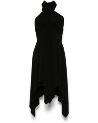 Norma Kamali - Schwarzes Asymmetrisches Hemd Mit Selbstbindung - Lyst