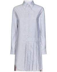 Thom Browne - Abito camicia mini in popeline di cotone a righe - Lyst