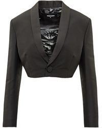 DSquared² - Jassen ,Zwart ,Wol Cropped Blazer Met Inner Print - Lyst