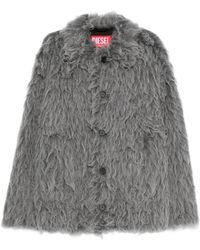 DIESEL - Imitatiebont Kraag Grijze Jas - Lyst