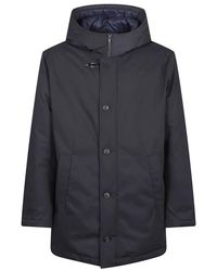 Fay - Jassen ,Blauw ,Blauwe Caban Met Capuchon En Donsvulling - Lyst