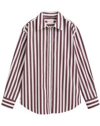 GANT - Overhemden ,Paars ,Katoen Relaxed Gestreepte Popeline Blouse - Lyst
