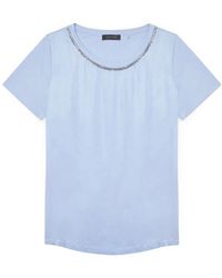 Elena Miro - T-shirt mit kristallbesatz aus satin und jersey - Lyst