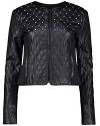 Liu Jo Embossed Rhinestone Detail Jacket - Zwart