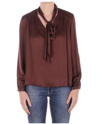 Manila Grace - Satijnen Blouse Met Strik - Lyst