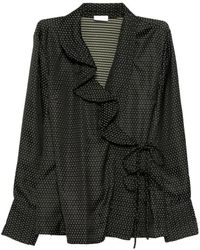 Dries Van Noten - Blouse Met Ruches En Overslag - Lyst