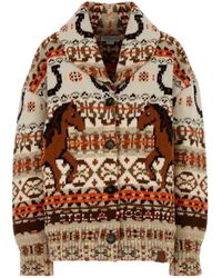 Stella McCartney - Truien & Vesten ,Veelkleurig ,Wol Geborduurde Wollen Fair Isle Oversized Cardigan - Lyst
