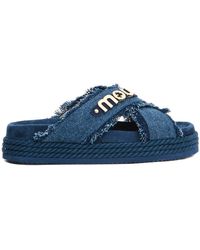 Mou - Schoenen ,Blauw ,Denim Denim Cross Sandalen Stijlvol Comfortabel Chic - Lyst