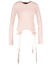 Simone Rocha - Tops ,Roze ,Polyester Bow Tail Easy Long Sleeve T-Shirt - Lyst