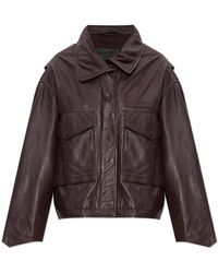 AllSaints - Jassen ,Rood ,Leer Leren Jas Clay - Lyst