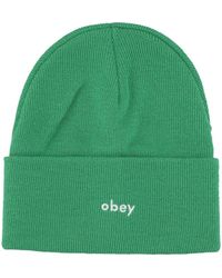 Obey - Accessoires ,Groen ,Groene Geribbelde Beanie Muts - Lyst