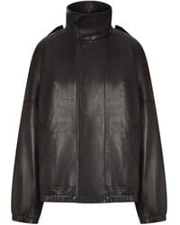 Saint Laurent - Jassen ,Zwart ,Leer Blouson Met Taillekoord - Lyst