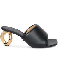 JW Anderson - Schoenen ,Zwart ,Zwarte Leren Kettinghak Sandalen - Lyst