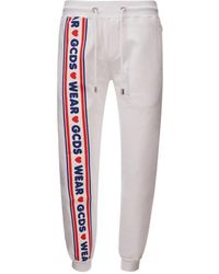 Gcds - Broeken ,Wit ,Katoen Witte Joggingbroek Met Logo - Lyst