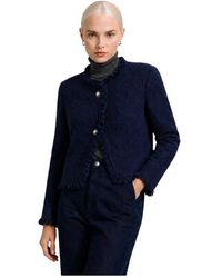 Kocca - Jassen ,Blauw ,Leer Cropped Boucle Jas - Lyst