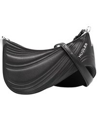 Mugler - Schwarze schultertasche mit spiralprägung - Lyst