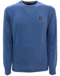 Refrigiwear - Maglione blu in lana con logo frontale - Lyst