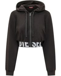 DIESEL - Hoodies & Sweatvesten ,Bruin ,Katoen Nika-D-Pop Cropped Hoodie - Lyst