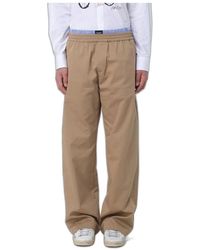MSGM - Broeken ,Katoen Wijde Katoenen Twill Broek - Lyst