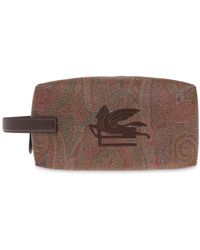Etro - Tassen ,Bruin ,Leer Cosmeticatas Met Geborduurd Logo - Lyst