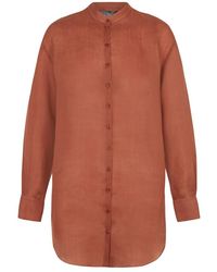 Cortana - Overhemden ,Rood ,Rode Ramie Oversized Blouse - Lyst
