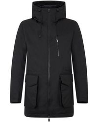 Herno - Jassen ,Zwart ,Polyester Lange Jas Met Capuchon - Lyst