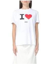MSGM - T-Shirt Mit Grafikdruck Für Den Alltag - Lyst