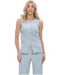 Object - Overhemden ,Blauw ,Denim Objsanni/L Re Denim Waistcoat - Lyst